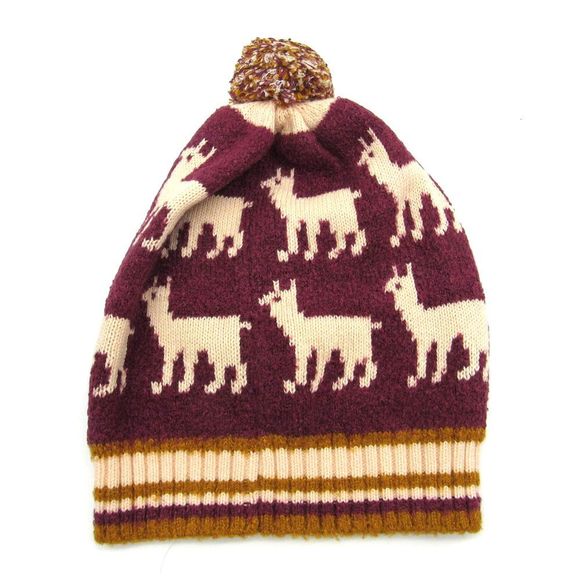 Free People Women's Alpaca My Bags Pom Beanie Cranberry Sz O/S - Picture 3 of 6